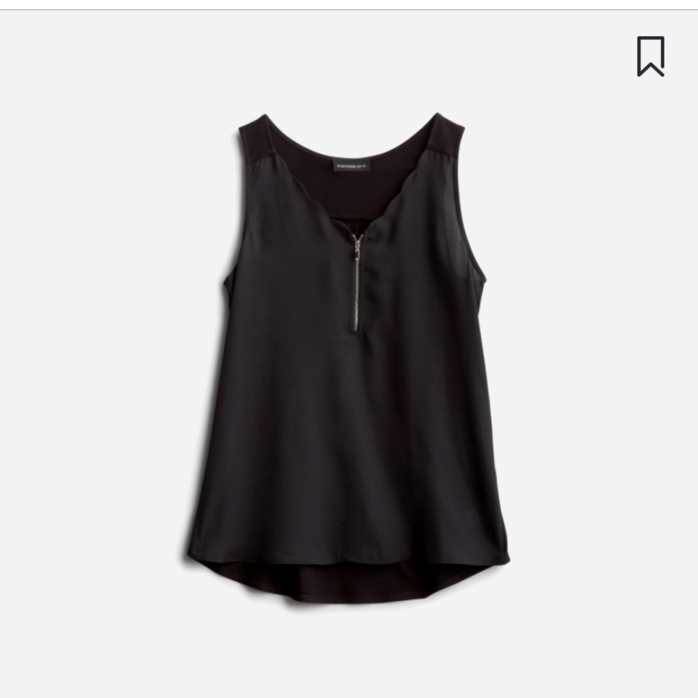 Fortune + Ivy mixed material scalloped blouse
